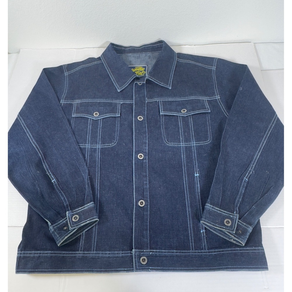 Vintage Texas Tuff Denim Jacket Mens XL Blue Contrast Stitch Trucker